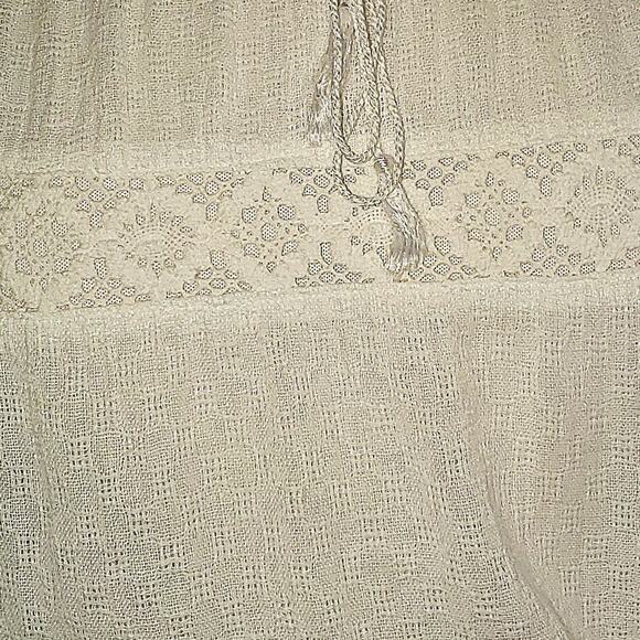 Vintage circa 1978 Bohemian Crochet Panels and Woven Cotton blend Midi Dress SzS - Picture 10 of 11